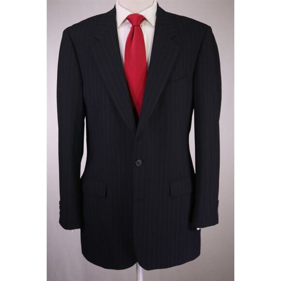 Brooks Brothers Navy Blue Chalkstripe 2-Btn Wool Stretch Suit 41L - Picture 2 of 9